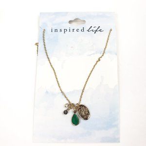 Inspired Life Gold Tone Multi-Charm Stone Pendant